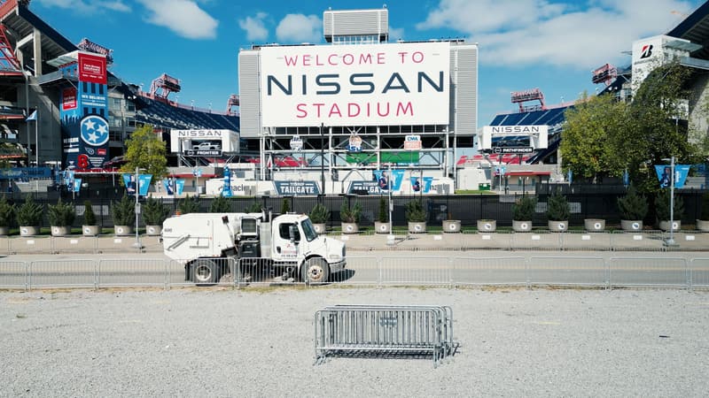 CPM sweeper truck outside Nissan Stadium in Nashville